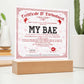 Certificate Of Enchantment Bae Acrylic Square Plaque
