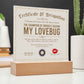 Certificate Of Recognition Lovebug Acrylic Square Plaque