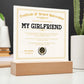 Certificate Of Deepest Appreciation - Girlfriend Acrylic Square Plaque