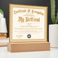 Certificate Of Recognition - Girlfriend S3 Acrylic Square Plaque