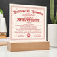 Certificate Of Recognition - My Buttercup Acrylic Square Plaque