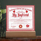 Certificate Of Eternal Love And Devotion Boyfriend Acrylic Square Plaque