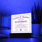 Certificate Of Recognition - My Buttercup Acrylic Square Plaque