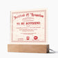 Certificate Of Recognition Boyfriend Acrylic Square Plaque
