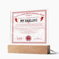 Certificate Of Infinite Affection and Romantic Devotion - My Darling Acrylic Square Plaque