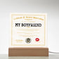 Appreciation Certificate For My Boyfriend Acrylic Square Plaque