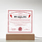 Certificate Of Infinite Affection and Romantic Devotion - My Darling Acrylic Square Plaque