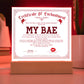 Certificate Of Enchantment Bae Acrylic Square Plaque