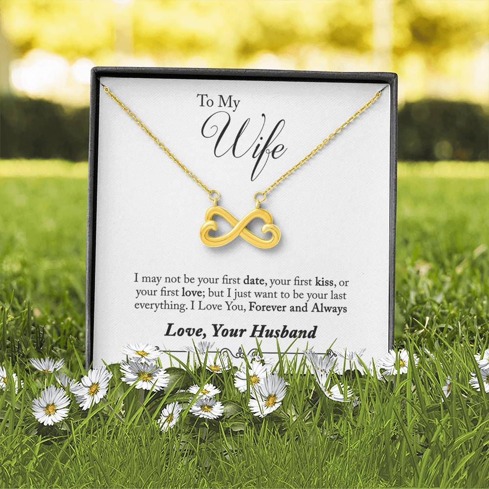 Husband To Wife Gift Forever & Always Yours Message Box + Infinity 3 Necklace