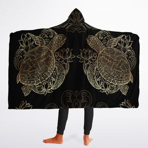 Turtle Youth Hooded Blanket Sherpa - AOP