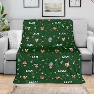 Blanket - Turkeys - Personalized - 12401b Green Fabric