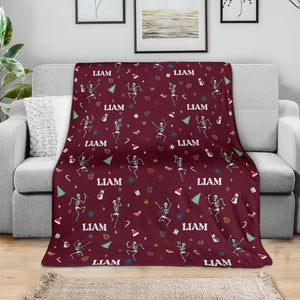 Blanket - Nurse Skeleton - Personalized Maroon