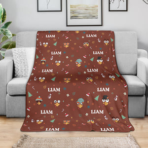 Blanket - Turkeys - Personalized - Brown Fabric