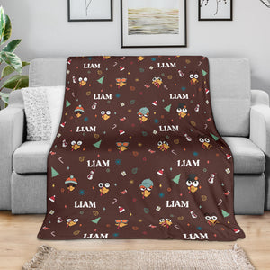 Blanket - Turkeys - Personalized - Dirty Brown Fabric