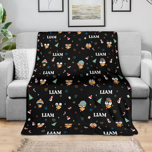Blanket - Turkeys - Personalized - Black Fabric