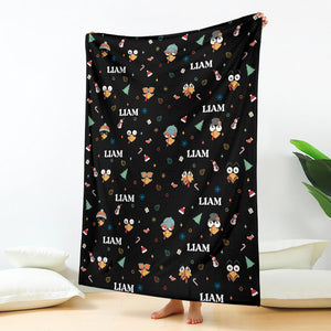 Blanket - Turkeys - Personalized - Black Fabric