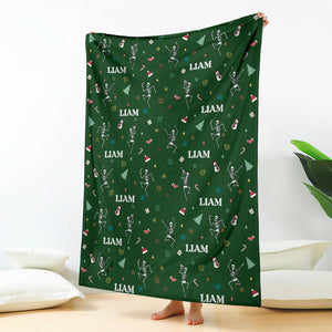 Blanket - Nurse Skeleton - Personalized Green