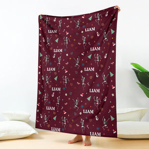 Blanket - Nurse Skeleton - Personalized Maroon