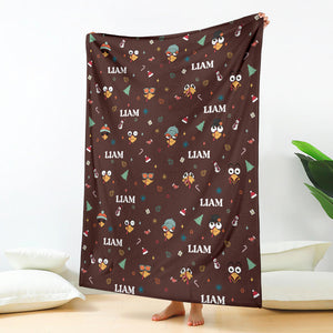 Blanket - Turkeys - Personalized - Dirty Brown Fabric