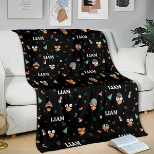 Blanket - Turkeys - Personalized - Black Fabric