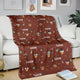 Blanket - Turkeys - Personalized - Brown Fabric