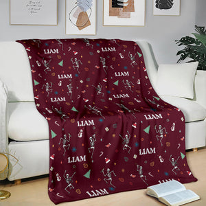 Blanket - Nurse Skeleton - Personalized Maroon