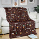 Blanket - Turkeys - Personalized - Dirty Brown Fabric