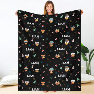 Blanket - Turkeys - Personalized - Black Fabric