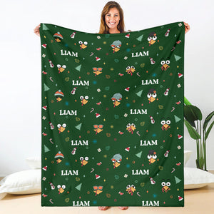 Blanket - Turkeys - Personalized - 12401b Green Fabric
