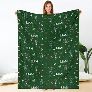 Blanket - Nurse Skeleton - Personalized Green