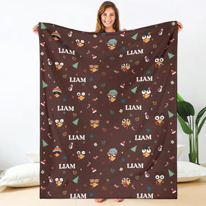 Blanket - Turkeys - Personalized - Dirty Brown Fabric