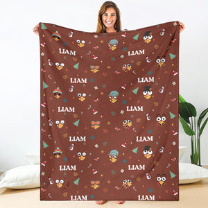 Blanket - Turkeys - Personalized - Brown Fabric