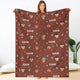 Blanket - Turkeys - Personalized - Brown Fabric