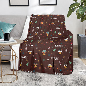 Blanket - Turkeys - Personalized - Dirty Brown Fabric