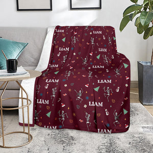 Blanket - Nurse Skeleton - Personalized Maroon