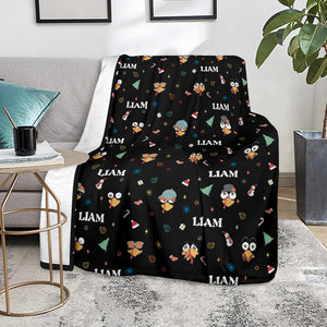 Blanket - Turkeys - Personalized - Black Fabric