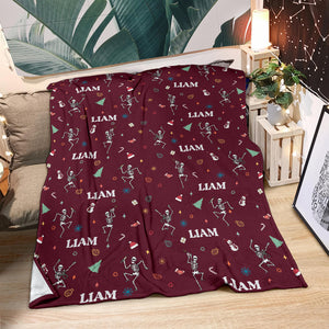Blanket - Nurse Skeleton - Personalized Maroon