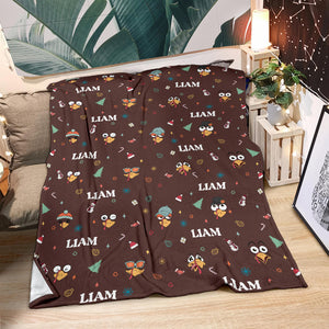 Blanket - Turkeys - Personalized - Dirty Brown Fabric