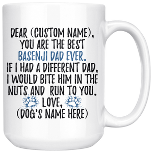 Personalized Best Basenji Dog Dad Coffee Mug (15 oz)