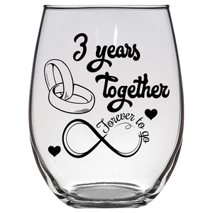 FTG - 3rd Anniversary Stemless Wine Glass - Clear