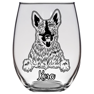 Kora - Blue Heeler Stemless Wine Glass