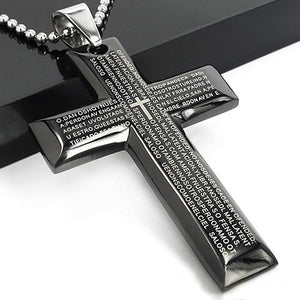 Buy 1 Get 2 - Black & Blue Stainless Steel Bible Cross Pendant Necklace - Freedom Look