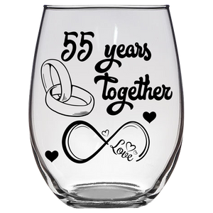 LOVE - 55th Anniversary Glassware - Stemless Wine Glass (Laser Etched) - SECOND
