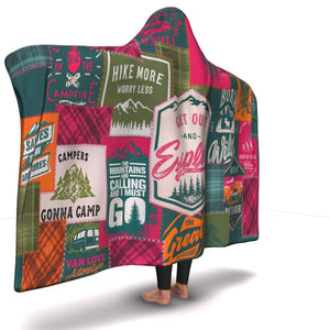 Camping Hiking Exploring Hooded Blanket (Pink) - Freedom Look