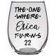 The One Where Erica Turns 22 Years Stemless Wine Glass (Laser Etched) - Clear
