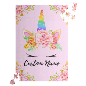 Personalized Pink Unicorn Jigsaw Puzzle for Kids Christmas Birthday Gift