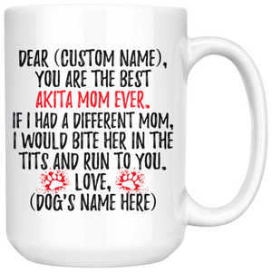 Personalized Best Akita Dog Mom Coffee Mug (15 oz)