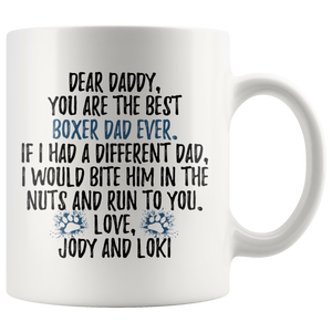 Personalized Boxer Dog Jody And Loki Daddy Coffee Mug (11 oz)