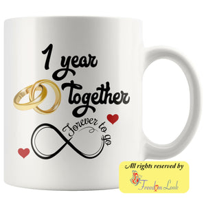 1 year together anniversary coffee mug (11 oz) - 11 oz - Drinkware