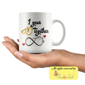 1 year together anniversary coffee mug (11 oz) - Drinkware